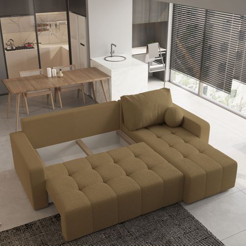 Canapé D'angle Volira Orange En Bouclé Avec Fonction De Couchage