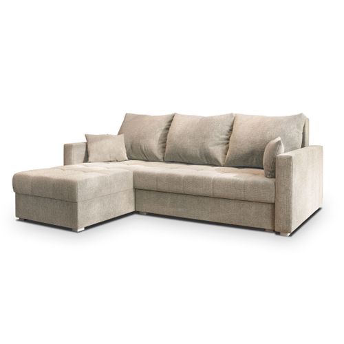 Canapé D'angle Nida Beige En Tissu Texturé Avec Fonction De Couchage