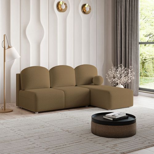 Canapé D'angle Trama Orange En Bouclé Avec Fonction De Couchage