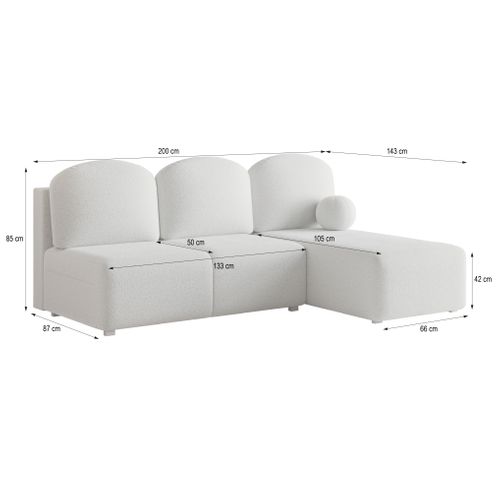 Canapé D'angle Trama Orange En Bouclé Avec Fonction De Couchage