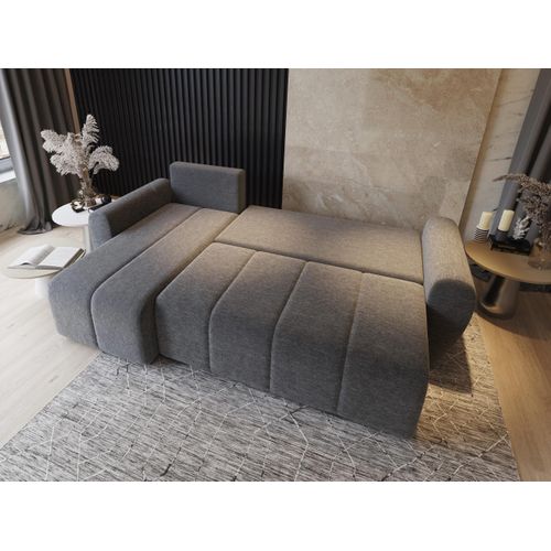 Canapé D'angle Madison Beige En Peluche Avec Fonction De Couchage