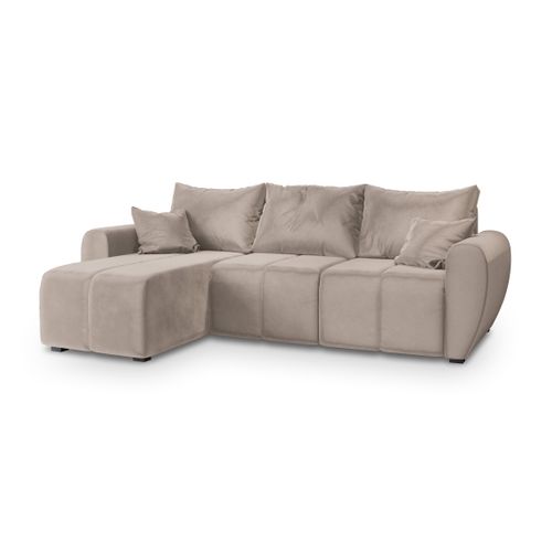 Canapé D'angle Madison Beige En Peluche Avec Fonction De Couchage