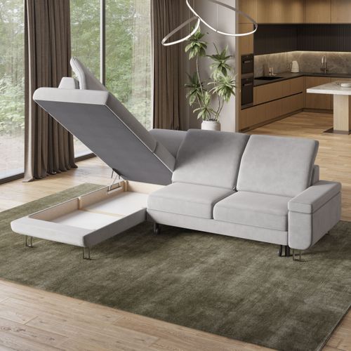 Canapé-lit PORTO 120 - 141x90x100 Cm, Surface Couchage 190x120 Cm - Gris Foncé, Housse Bragi, Rangement Intégré