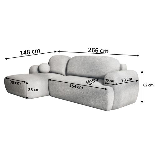 Canapé D'angle Modenza Terracotta En Bouclé Avec Fonction De Couchage