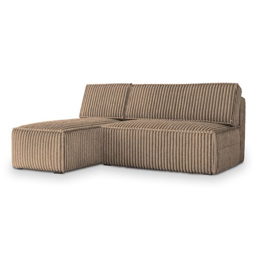 Canapé D'angle Briso Beige En Velours Côtelé Avec Fonction De Couchage
