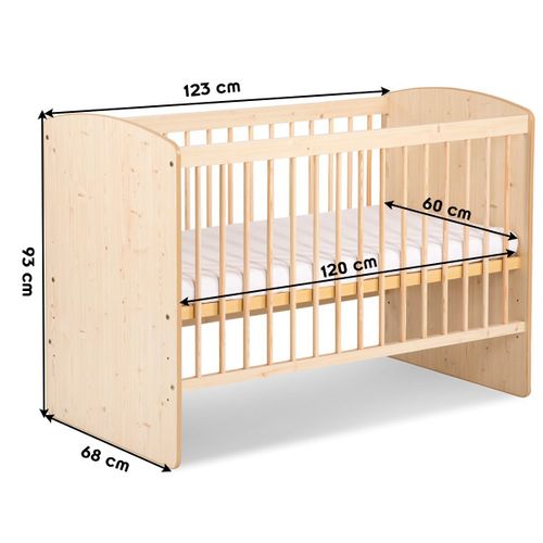 Karolina Ii Lit Bébé À Barreaux 120x60 Avec Sommier Réglable Pin