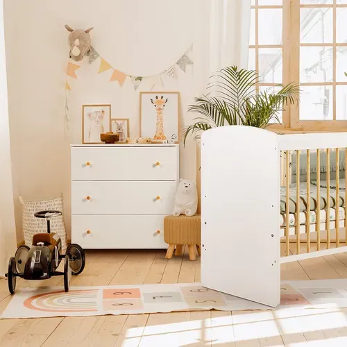 Karolina Commode Bébé 3 Tiroirs Et Plan À Langer Amovible Blanc / Pin