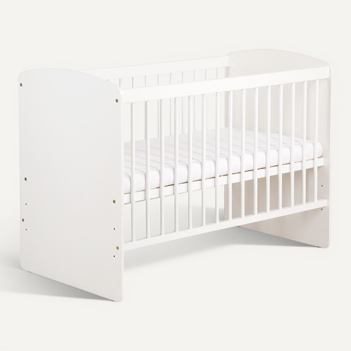 Karolina Ii Lit Bébé À Barreaux 120x60 Avec Sommier Réglable Blanc