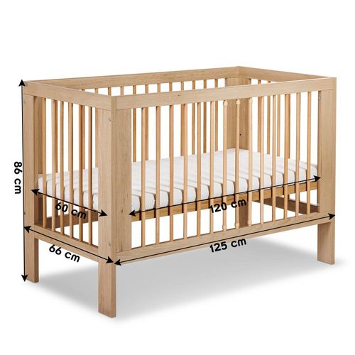 Olivia Lit Bébé à Barreaux 60x120 Bois Sans Tiroir