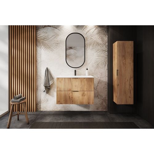 Meuble Sous Vasque Avec Plan Sur Pieds Flow Chêne Craft 80 Cm