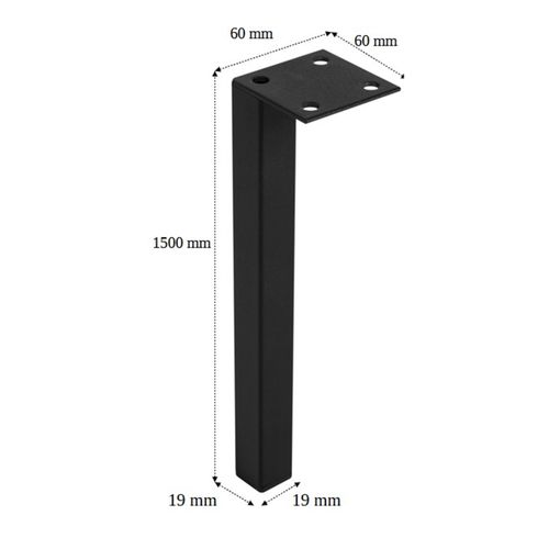 4 Un. Pied Carré Noir Pour Meuble De Salle De Bain Furnidea En Métal H: 15 Cm
