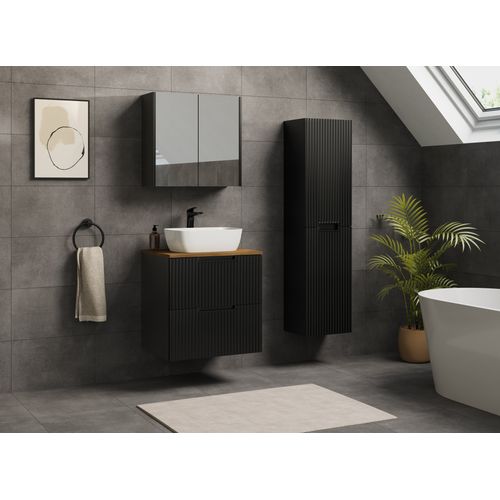 Meuble De Salle De Bain Suspendu Sous Vasque Vena Noir 60 Cm