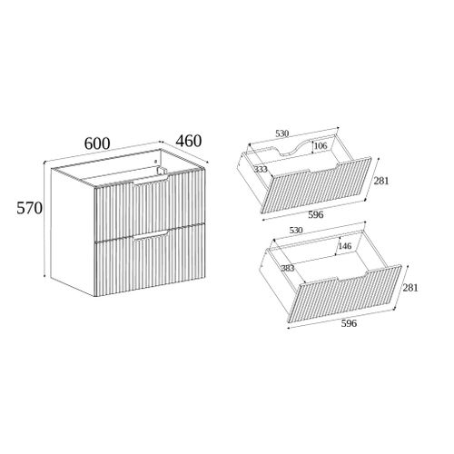 Meuble De Salle De Bain Suspendu Sous Vasque Vena Noir 60 Cm