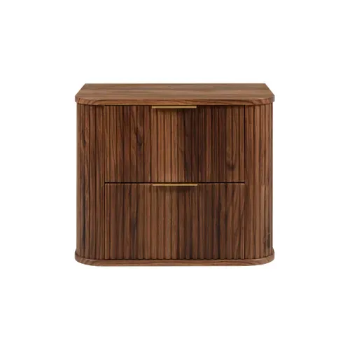 Meuble Sous-vasque Suspendu Glamour 60 Cm – 2 Tiroirs, Finition Noyer Foncé, Design Moderne