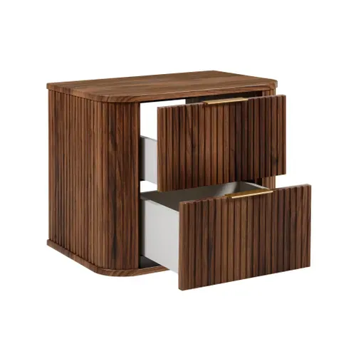 Meuble Sous-vasque Suspendu Glamour 60 Cm – 2 Tiroirs, Finition Noyer Foncé, Design Moderne