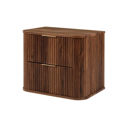 Meuble Sous-vasque Suspendu Glamour 60 Cm – 2 Tiroirs, Finition Noyer Foncé, Design Moderne