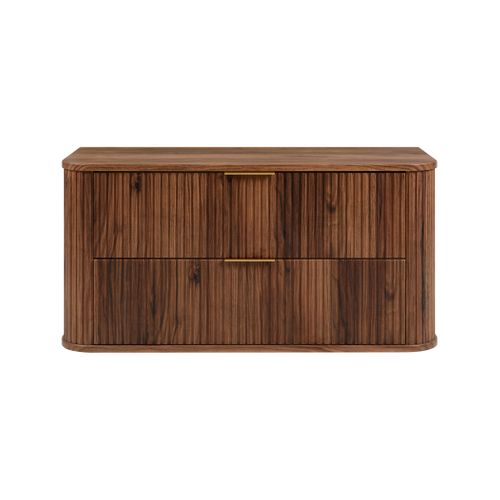 Meuble Sous-vasque Suspendu Glamour 100 Cm – 2 Tiroirs, Finition Noyer Foncé, Design Moderne