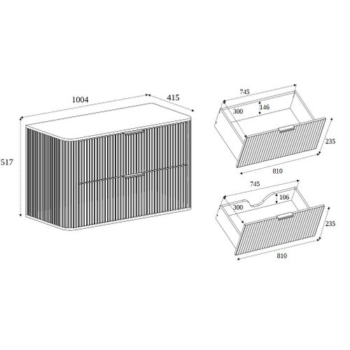 Meuble Sous-vasque Suspendu Glamour 100 Cm – 2 Tiroirs, Finition Noyer Foncé, Design Moderne