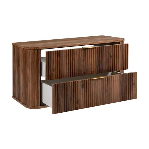 Meuble Sous-vasque Suspendu Glamour 100 Cm – 2 Tiroirs, Finition Noyer Foncé, Design Moderne