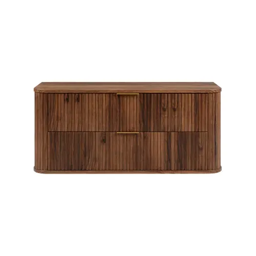 Meuble Sous-vasque Suspendu Glamour 120 Cm – 2 Tiroirs, Finition Noyer Foncé, Design Moderne