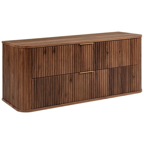 Meuble Sous-vasque Suspendu Glamour 120 Cm – 2 Tiroirs, Finition Noyer Foncé, Design Moderne