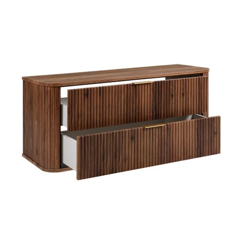 Meuble Sous-vasque Suspendu Glamour 120 Cm – 2 Tiroirs, Finition Noyer Foncé, Design Moderne