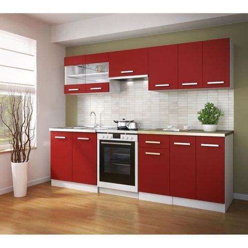Ultra Meuble Haut Vitre De Cuisine L 80 Cm - Rouge Mat