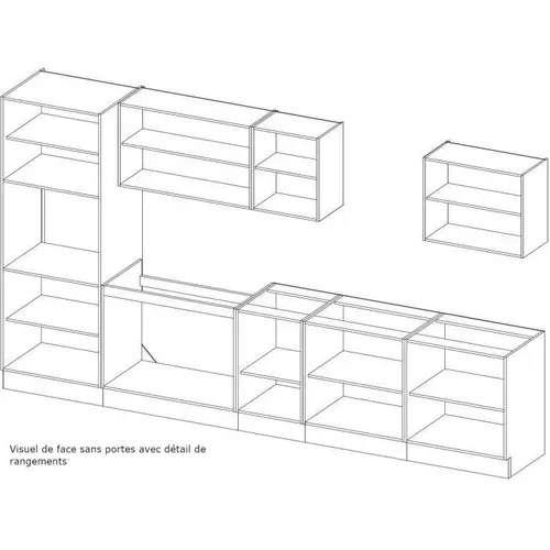 Ultra Cuisine Complete Avec Colonne Four Et Plan De Travail Inclus - L300 Cm - 9 Éléments - Gris Mat
