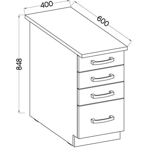 Meuble Bas 4 Tiroirs Avec Plan De Travail - Gris Mat - L 40 X P 51,6 X H 85 Cm - Lassen