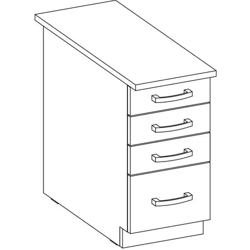 Meuble Bas 4 Tiroirs Avec Plan De Travail - Gris Mat - L 40 X P 51,6 X H 85 Cm - Lassen