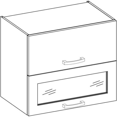 Meuble Haut 2 Portes Basculantes - L 80 X P 31,6 X H 72 - Gris Mat - Lassen