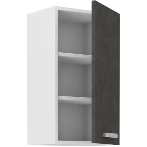 Meuble Haut 1 Porte Battante - Gris Mat - L 40 X P 31,6 X 72 Cm - Lassen