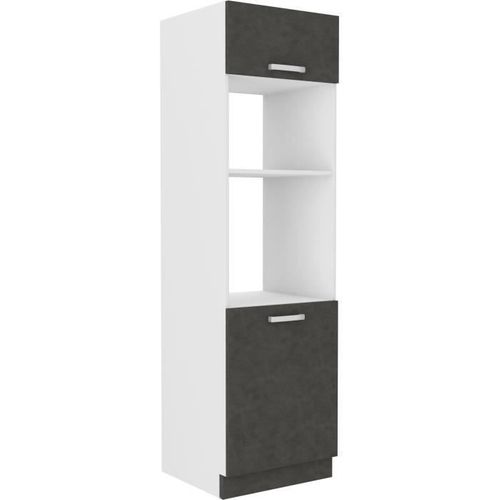 Meuble Colonne Four 2 Portes Battantes - Gris - L 60 X P 57 X H 210 Cm - Lassen