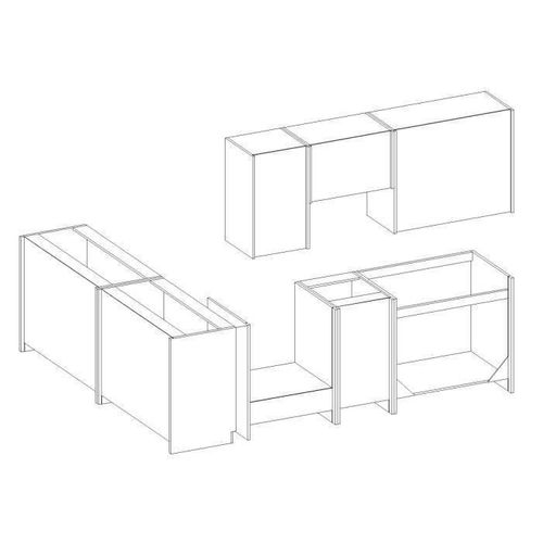 Lassen Cuisine Complete D'angle 240x165 Cm Avec Plan De Travail Angle Réversible Décor Chene Sonoma