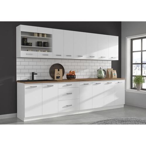 Atlas Meuble Bas 4 Tiroirs - Décor Blanc - L 40 X P 52 X H 82 Cm - Plan De Travail Non Inclus