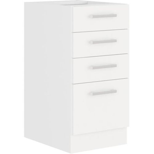 Atlas Meuble Bas 4 Tiroirs - Décor Blanc - L 40 X P 52 X H 82 Cm - Plan De Travail Non Inclus