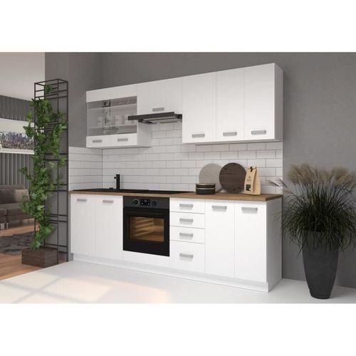 Atlas Meuble Hotte - Décor Blanc - L60 X P31 X H72 Cm