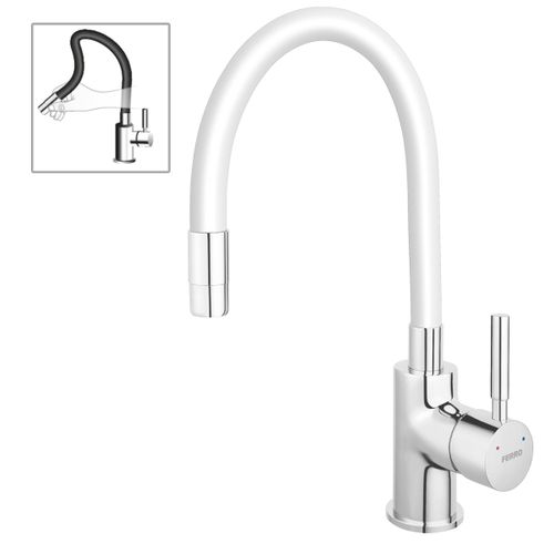 Robinet Mitigeur De Cuisine Bec Flexible Zumba Blanc