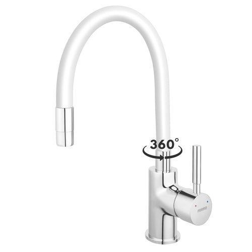 Robinet Mitigeur De Cuisine Bec Flexible Zumba Blanc