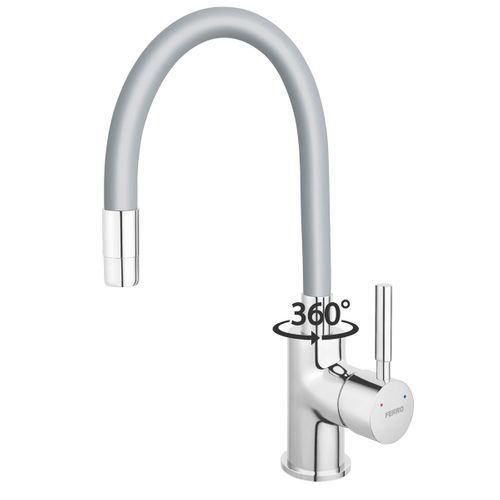 Robinet Mitigeur De Cuisine Bec Flexible Zumba Gris