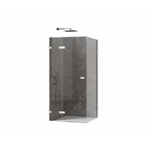 Cabine De Douche  Droite 120x80 Pivotante Santorini White,couleur: Blanc, Accès De Face