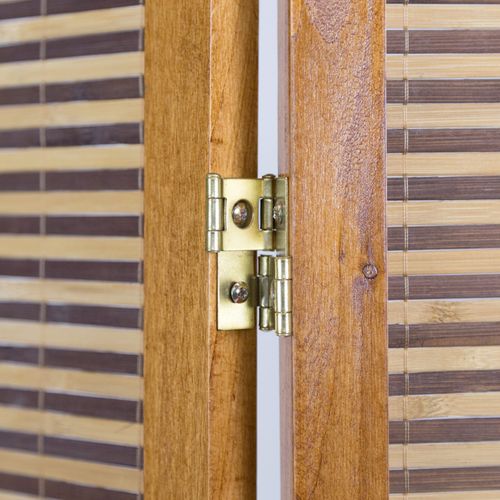 Paravent En Bois Brun Avec Bambou De 4 Pans