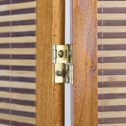 Paravent En Bois Brun Avec Bambou De 5 Pans