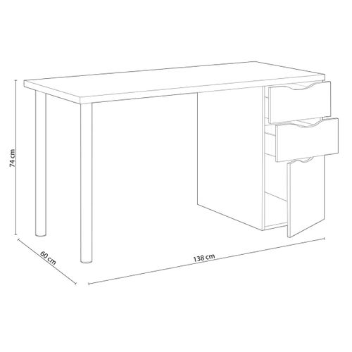 Bureau Reversible Avec Tiroir Coloris Blanc Artic - 74 X 138 X 60 Cm