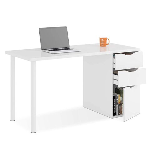 Bureau Reversible Avec Tiroir Coloris Blanc Artic - 74 X 138 X 60 Cm