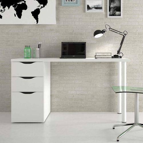 Bureau Reversible Avec Tiroir Coloris Blanc Artic - 74 X 138 X 60 Cm