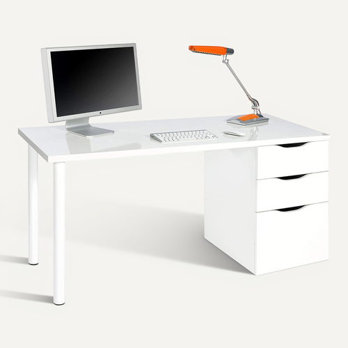 Bureau Reversible Avec Tiroir Coloris Blanc Artic - 74 X 138 X 60 Cm