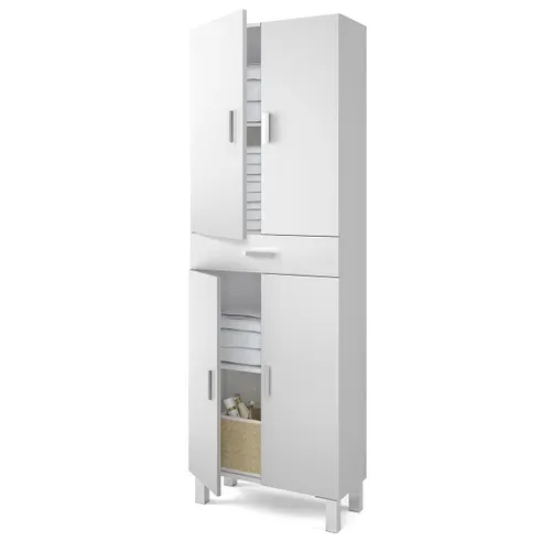 Colonne Salle De Bain Avec 4 Portes Coloris Blanc Brillant - 182 X 60 X 29 Cm