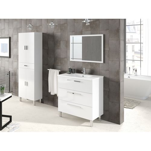 Colonne Salle De Bain Avec 4 Portes Coloris Blanc Brillant - 182 X 60 X 29 Cm