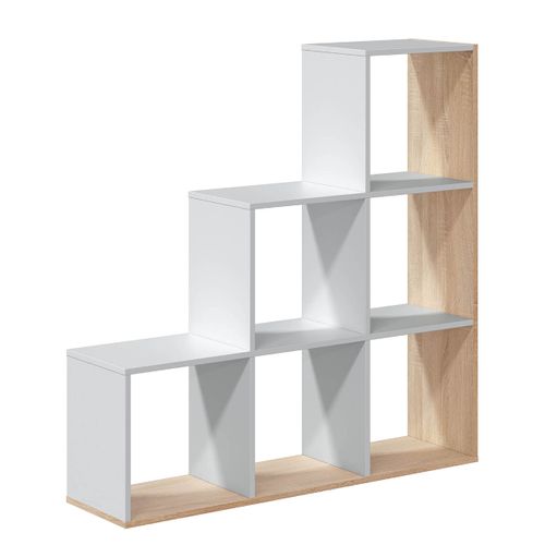 Bibliothèque Escalier Cube Coloris Chêne Candiene / Blanc Artic.